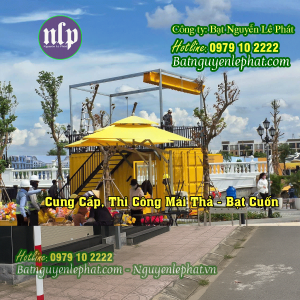 thi công lắp đặt dù che nắng sân trường