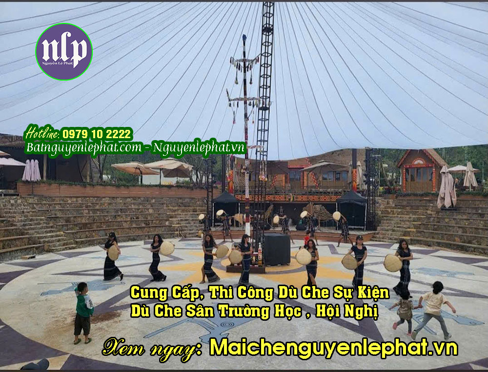 Hướng dẫn thi công lắp đặt dù che nắng sự kiện sân trường tại Phú Quý - Bình Thuận