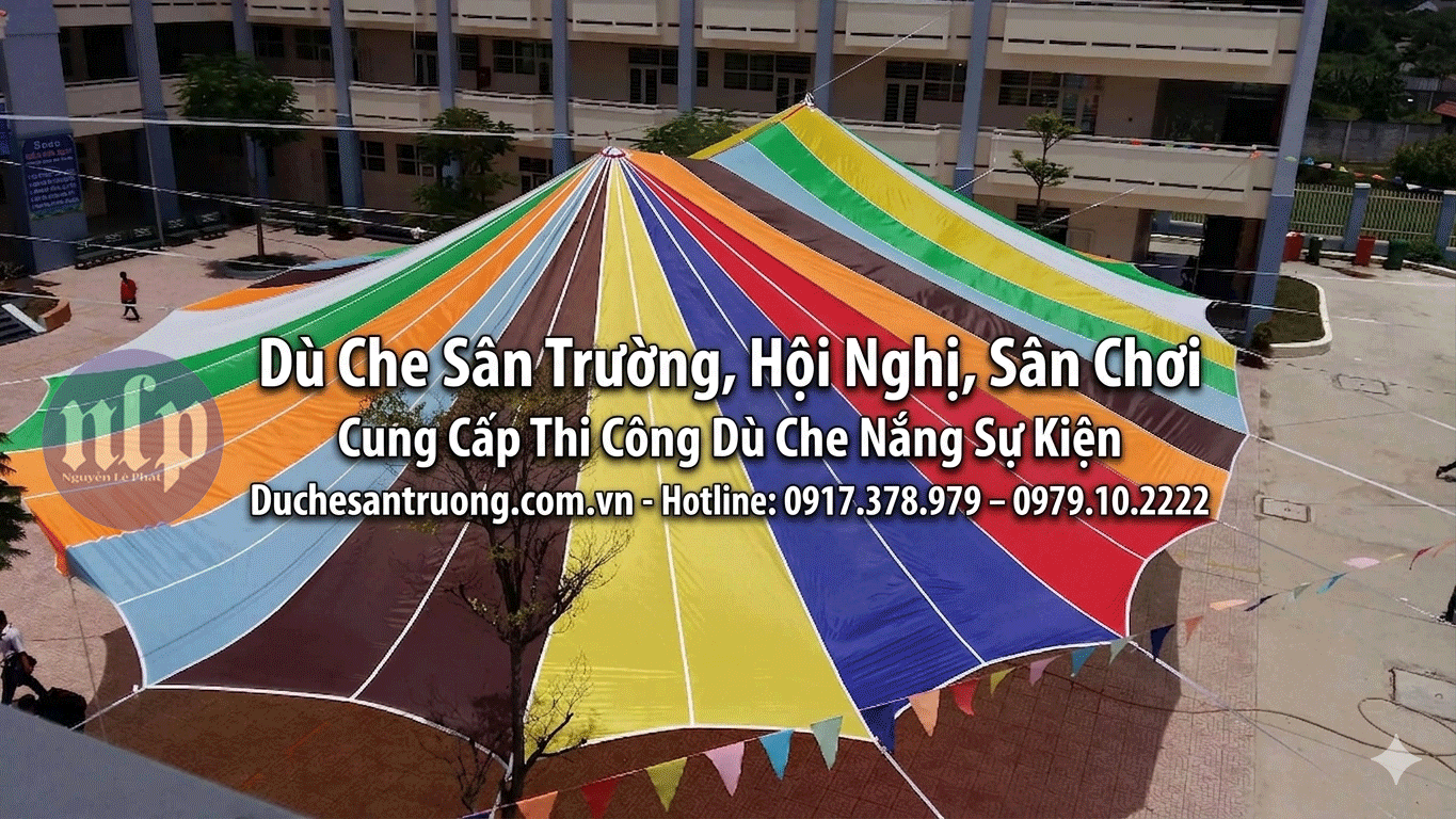 Dù Che Nắng Mưa Cho Sân Trường Học Ngoài Trời Ở TP. Pleiku, Dù che sân chào cờ Tại Gia Lai